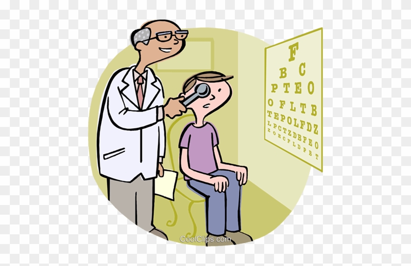 Boy With Optometrist Royalty Free Vector Clip Art Illustration - Eye Test Clipart #919924
