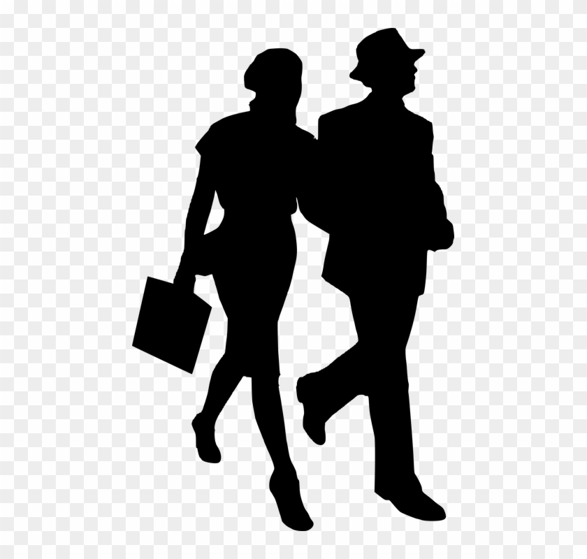 Silhouette, Business Man, Business Woman, Tourist - Mand Og Kvinde Silhuet #919929