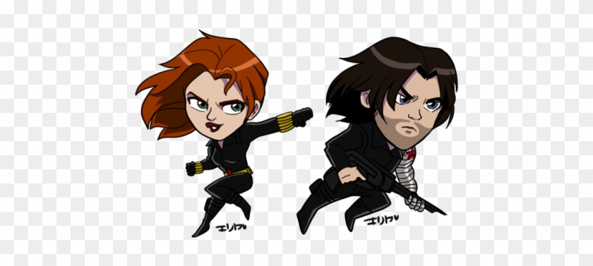 My Superhero Babies I Haven't Drawn Them In A Long - Chibi Black Widow And Winter Soldier #920095