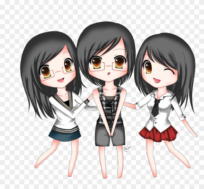 three girl friends cartoon