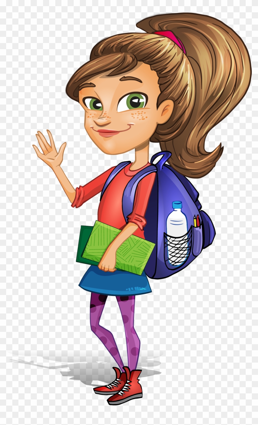 Student Cartoon Clip Art - Cartoon Female Student With Books #920189