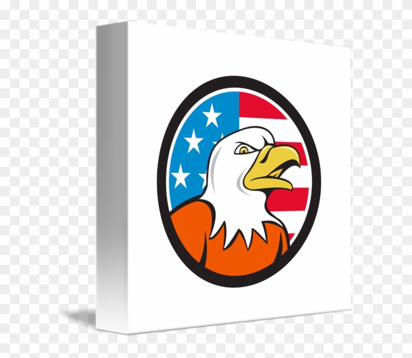 American Bald Eagle Head Angry Flag Circle Cartoon - Bald Eagle #920362