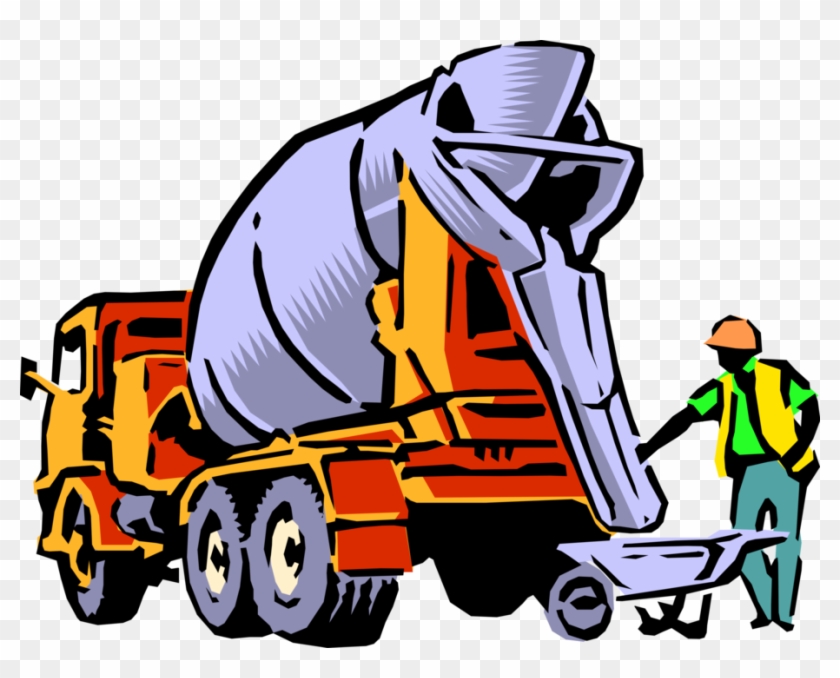 Vector Illustration Of Construction Industry Heavy - Concrete Truck Clip Art #920552
