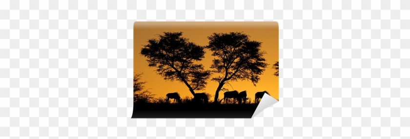 Wildebeest And Tree Silhouetted Against An African - Wildebeest #920677
