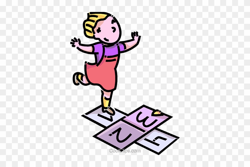 Girl Playing Hopscotch Royalty Free Vector Clip Art - Hop Clip Art #921143