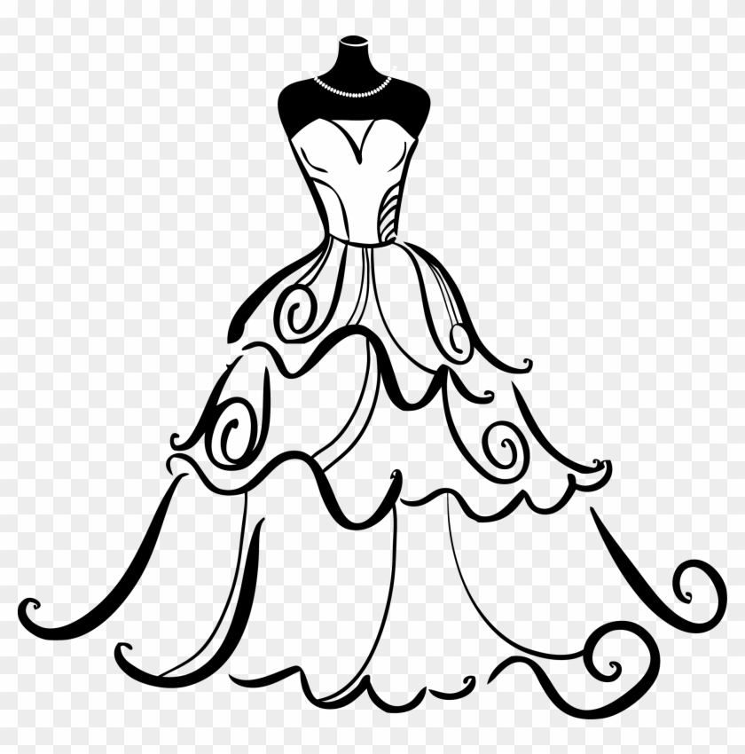 Wedding Dress Gown Bride Clip Art - Clip Art Wedding Dress #921315
