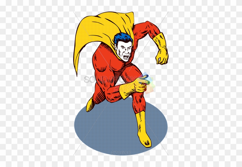 Stock Illustration Of Superhero In Red Suit With Yellow - Superhero With Yellow Cape #921598