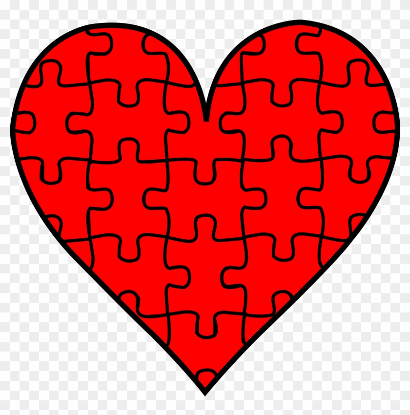 Red Heart With Puzzle Pieces - Heart With Puzzle Pieces #921892