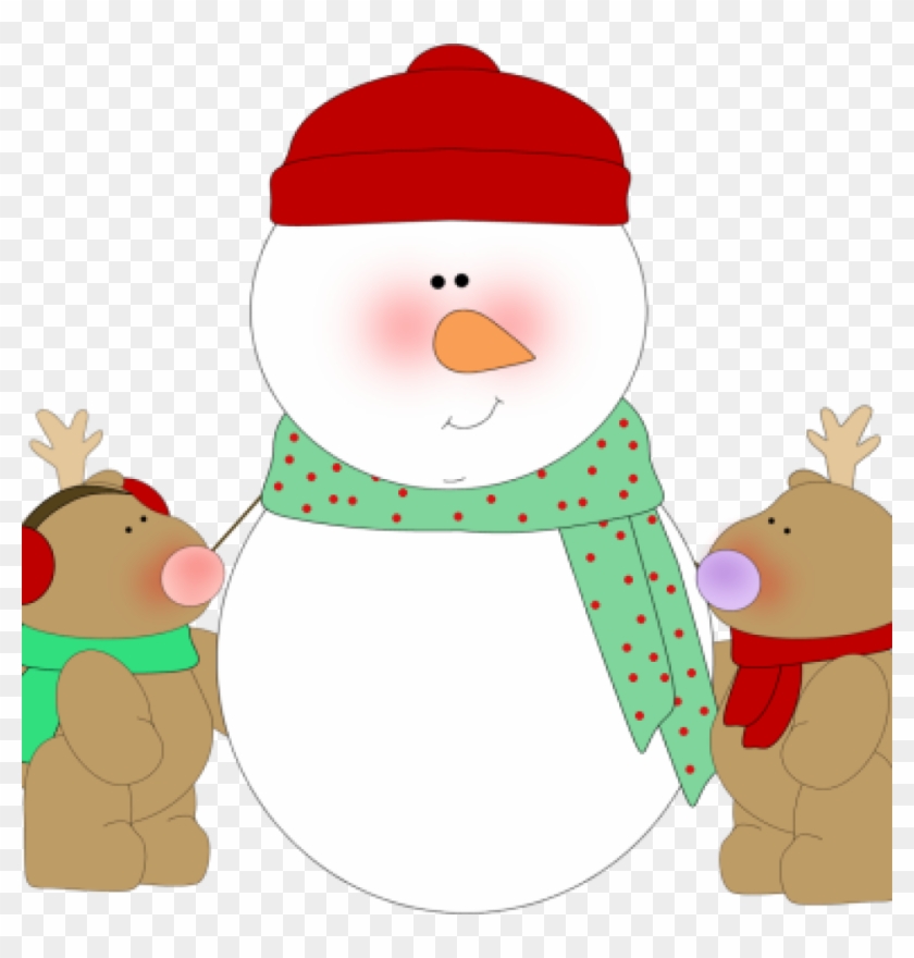 Cute Snowman Clipart And Reindeer Clip Art Image Free - Snowman Clip Art #922184