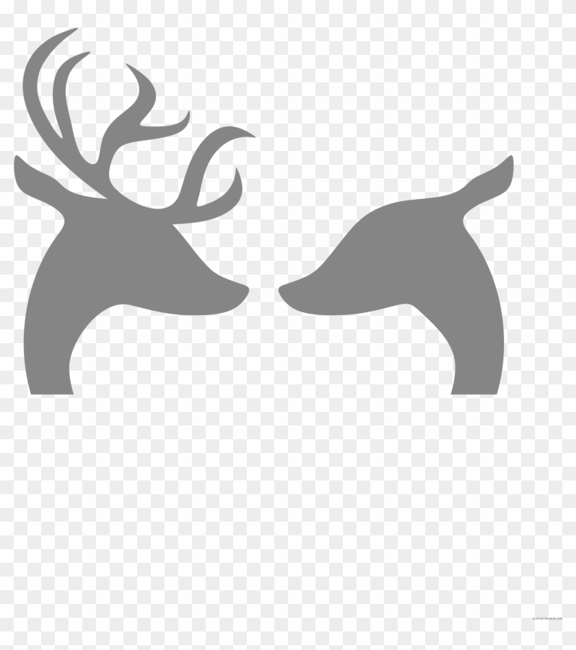 Deer Silhouette Animal Free Black White Clipart Images - Buck And Doe Heart Stencil #922415