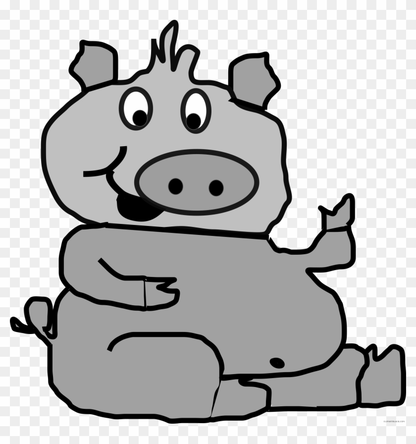 Grayscale Pig Animal Free Black White Clipart Images - Pig Clip Art #922565