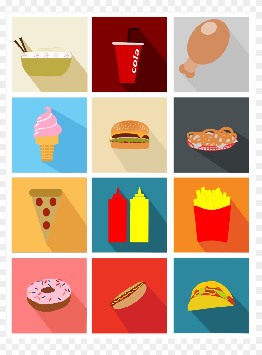 Food Long Shadow Icons - Free Fast Food Vector Png #922941