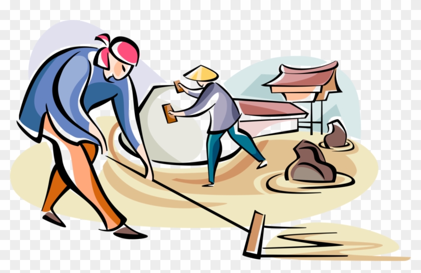 Vector Illustration Of Asian Laborers Create Japanese - Men Working Clipart #922995