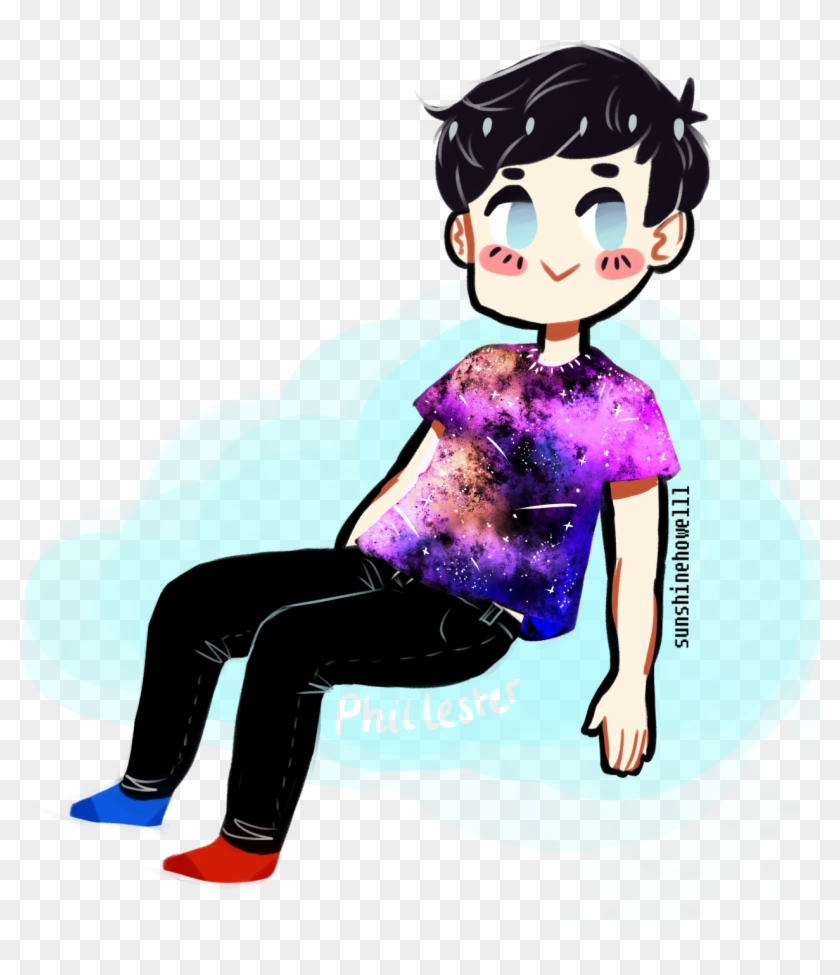 “phil Floating On A Cloud In A Spacey Shirt Idk - Drawing #923218