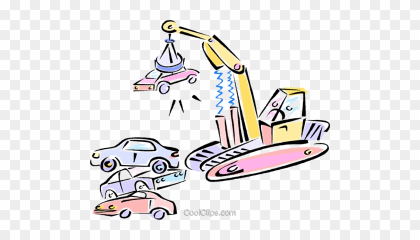Magnetic Crane With Car In The Junk Yard Royalty Free - Magnetic Crane Clipart #923341