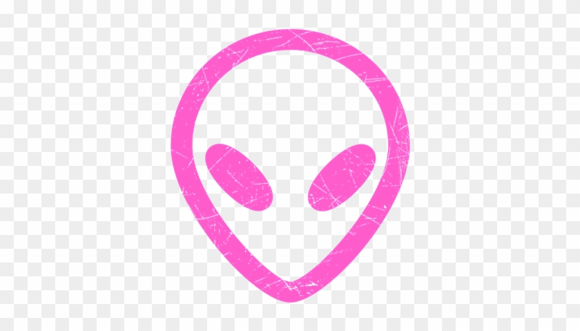 Hot Pink Distressed Alien Head - Neon Green Alien #923457