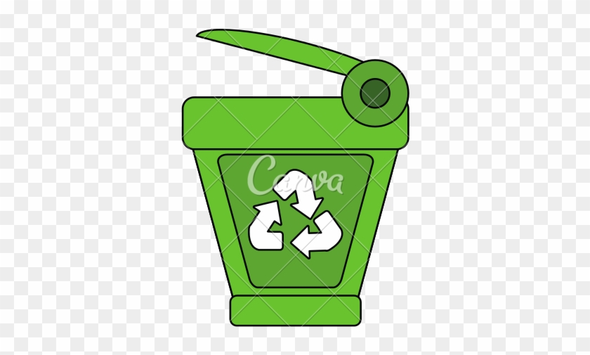 Cartoon Trash Can With Recycling Symbol - Cartoon Trash And Recycling Bin #923648