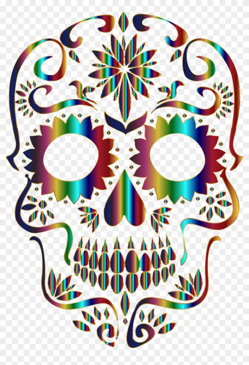 Sugar Skull Silhouette 3 No Background - Colorful Sugar Skull Background #923997