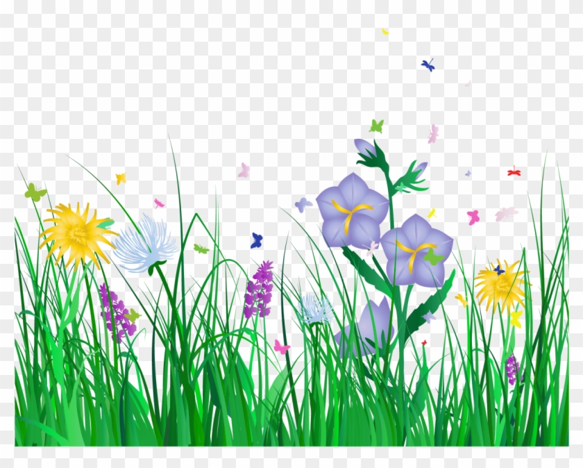 Grass Border No Background - Flowers Clipart Transparent Background #924096