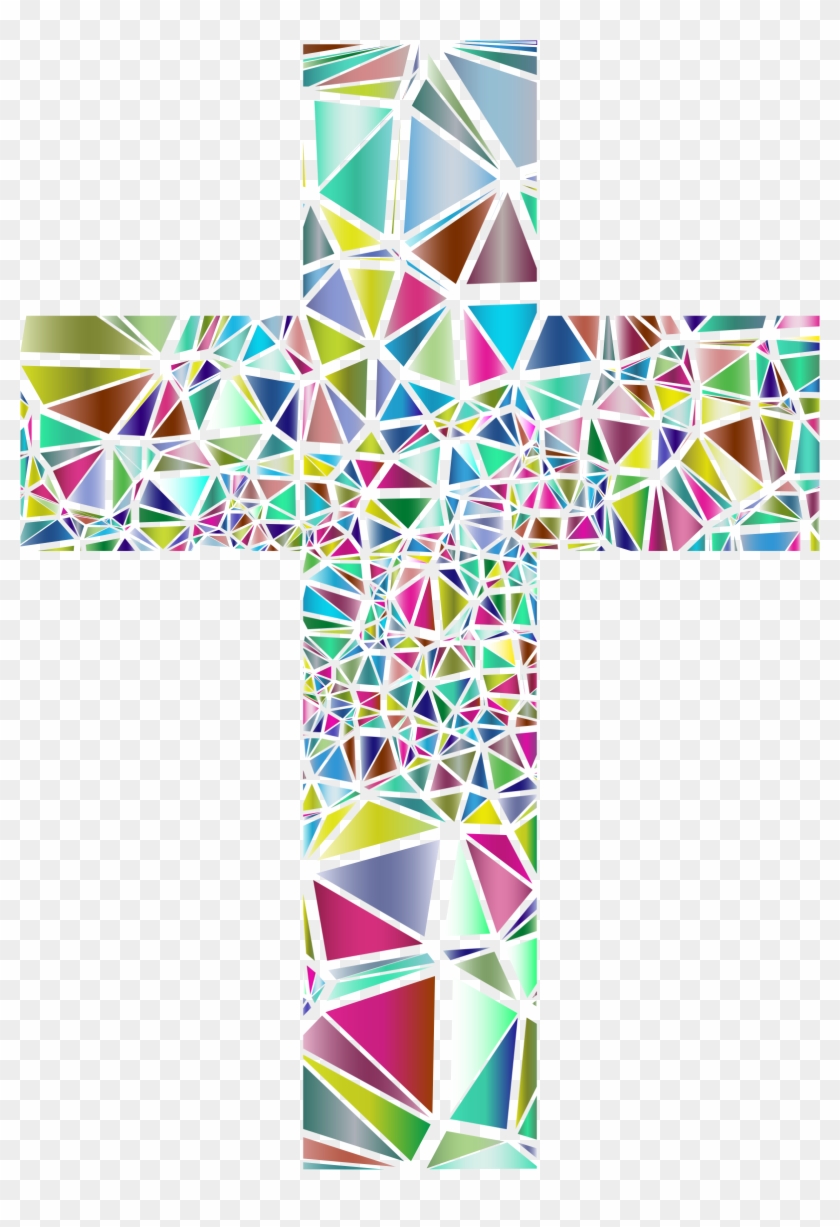 Clipart Low Poly Stained Glass - Transparent Background Cross Clipart #924111