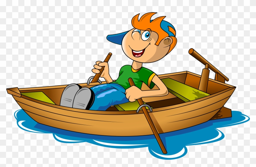 Rowing Boat Canoe Clip Art A Boy Rowing In The River - Row Boat Clip Art #924239