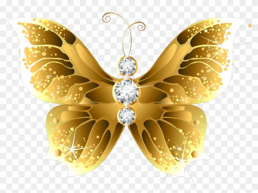 Butterfly Net Insect Gold Clip Art - Butterfly Golden Flower #924367