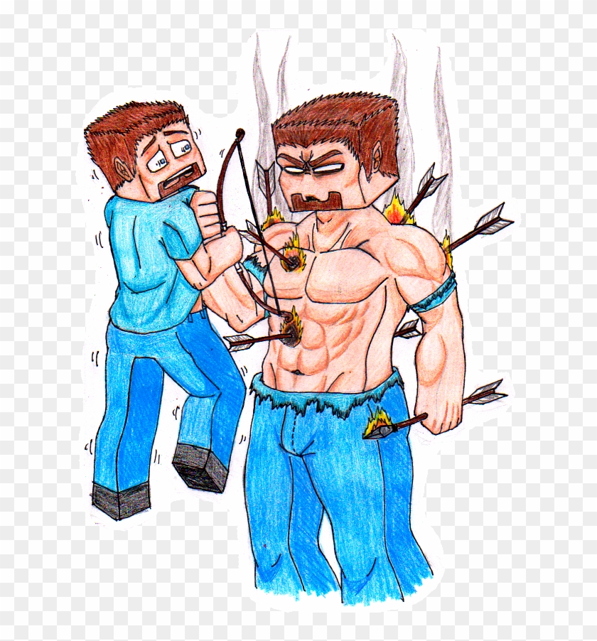 Herobrine And Fire Arrows By Silentaugust - Cartoon #924399