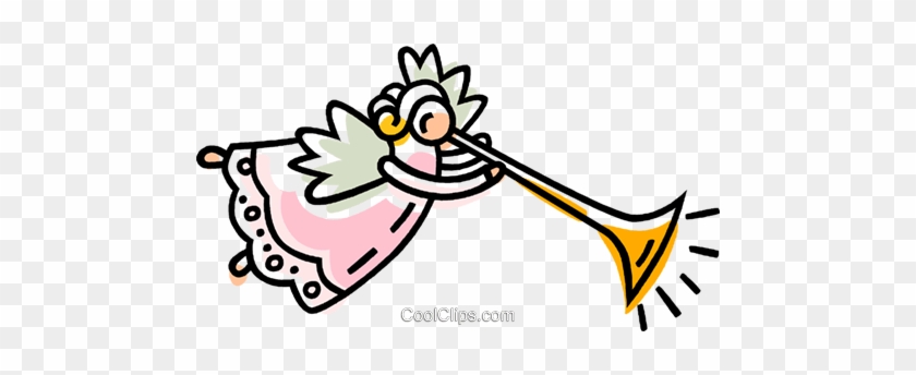 Angel Playing A Trumpet Royalty Free Vector Clip Art - Anjinho Tocando Trombeta Png #924664