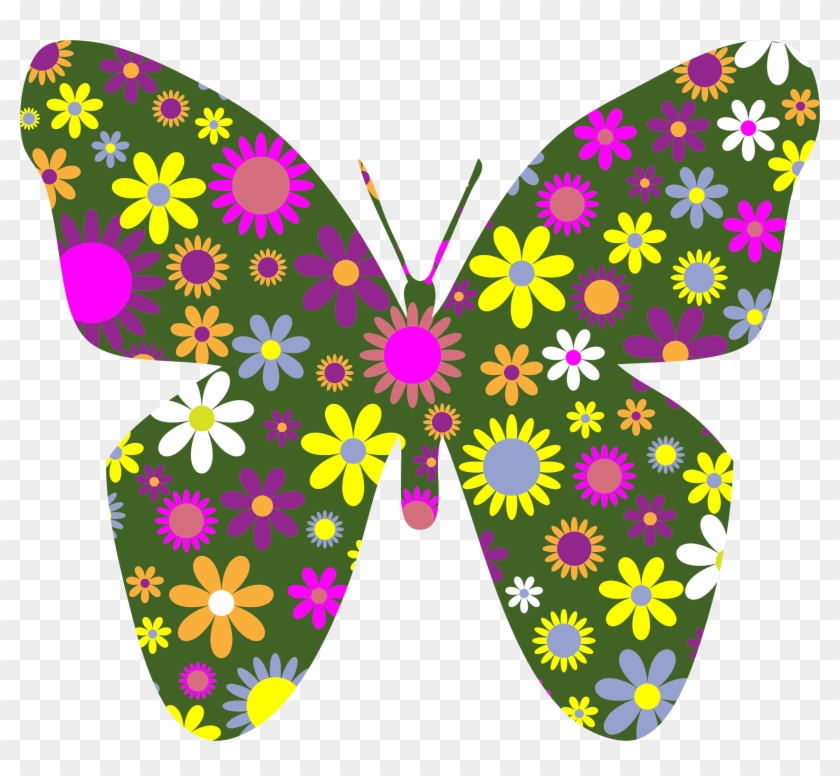 Flowery Butterfly - Gambar Sayap Kupu Vektor Png #924688