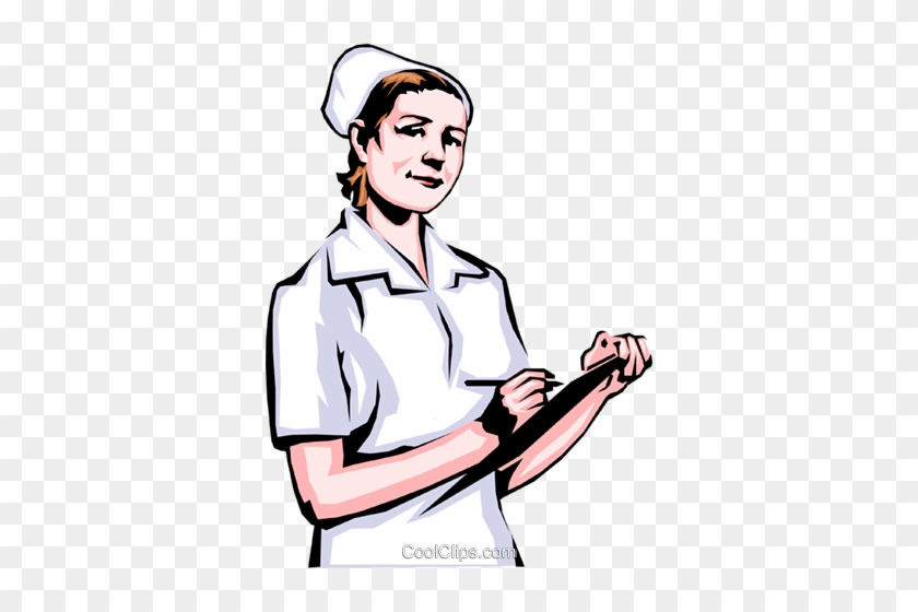 Nurse With Clipboard Royalty Free Vector Clip Art Illustration - Nurse Image Clip Art #924723