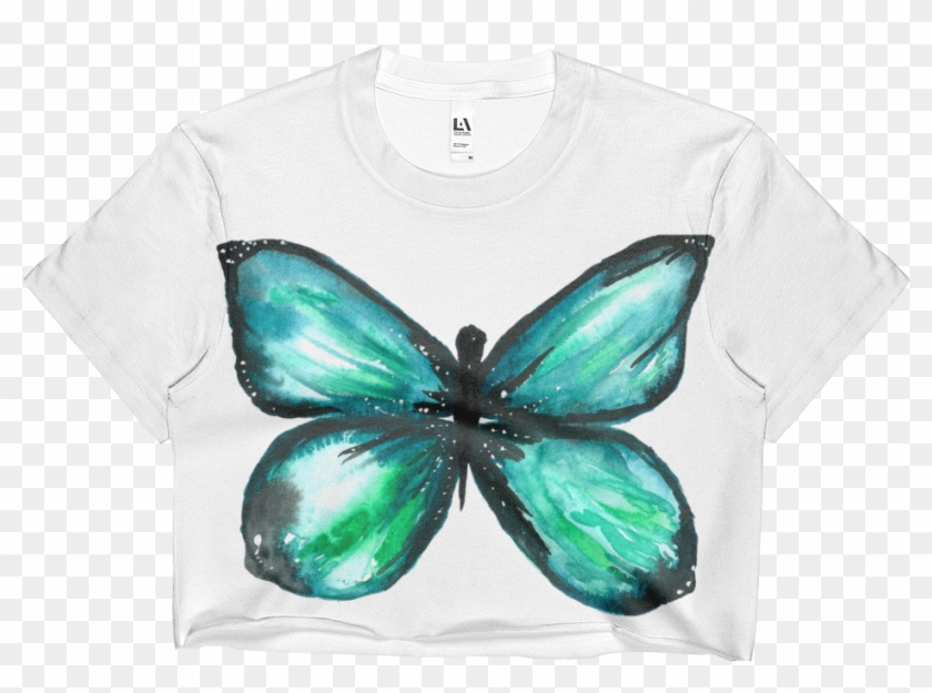 Green Butterfly Edgy Ladies Crop Top - Butterfly #925039