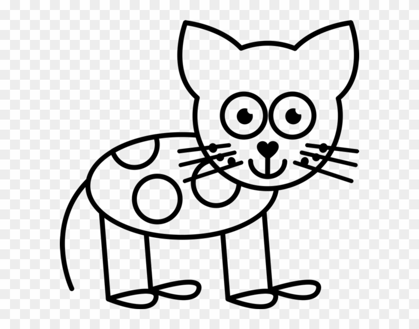 Cat With Spots Outline Rubber Stamp - Dog Stick Figure Clip Art #925068