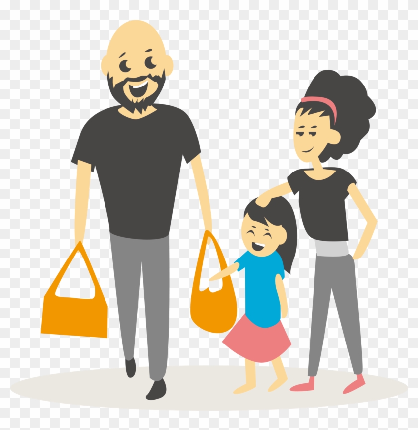 Family Shopping Illustration - Family Cartoon People Shopping Png #925232
