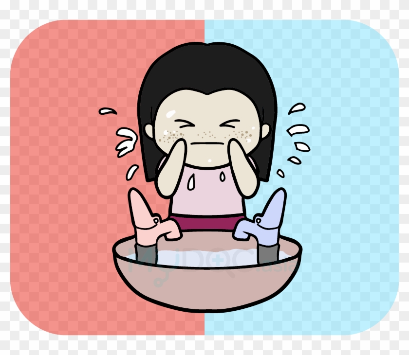 Washing Your Face With Hot Or Cold Water - Cartoon #925329