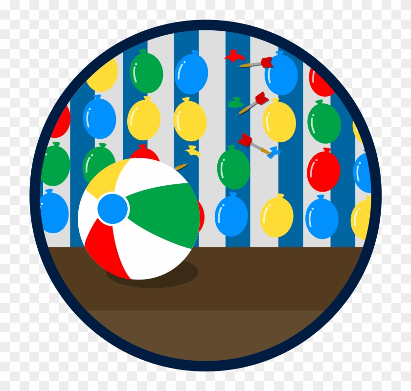 The First Badge In The Line Is “balloon Darts Beach - Warning Icon #925486
