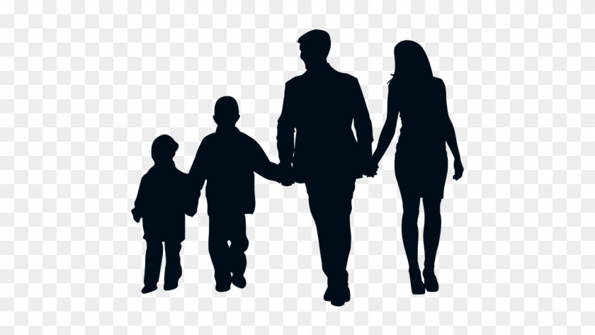 Family With Two Children Silhouette Transparent Png - Sombra Desenho Da Familia #925967
