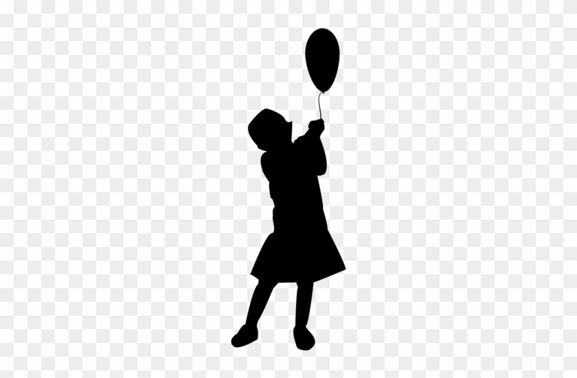 Children Holding Balloon Transparent Png - Girl Holding Balloon Png Silhouette #925996