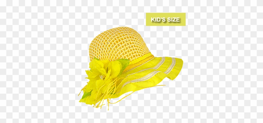 Flower Decorative Straw Hat-yellow - Straw Hat #926002