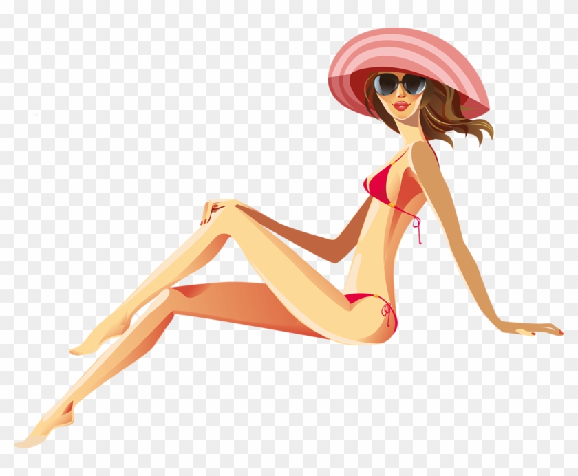 Girl Swimming Pool Woman Illustration - Animated Girl On The Beach #926118