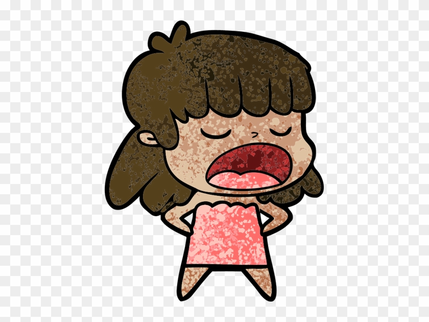 Cartoon Woman Talking Loudly - Drawing #926125