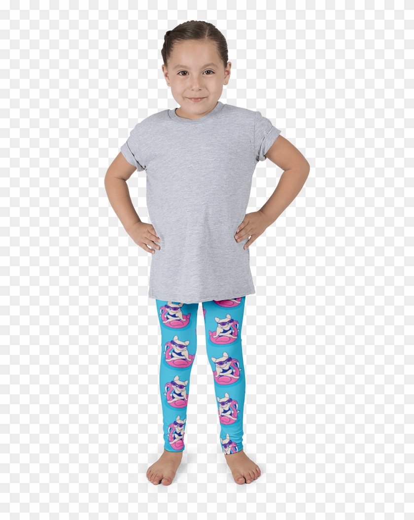 Frenchie Enjoys Summer On Flamingo Pool Float Kid's - Imagineavalon Kinder Kuh Leggins, Coole Kids Leggins, #926310