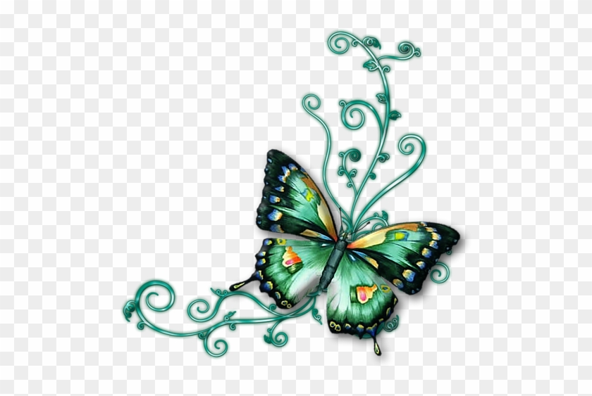 Abstract Vlinder - Green Butterfly Cabochon Glass Tibet Silver Chain Pendant #926576