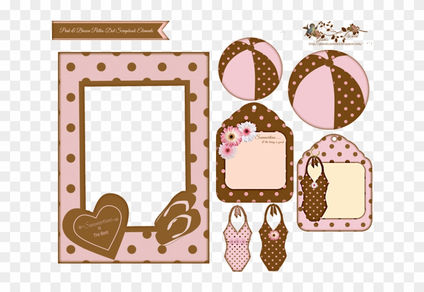 Pink N Brown Polka Dot Scrapbooking Kit - Heart #926965