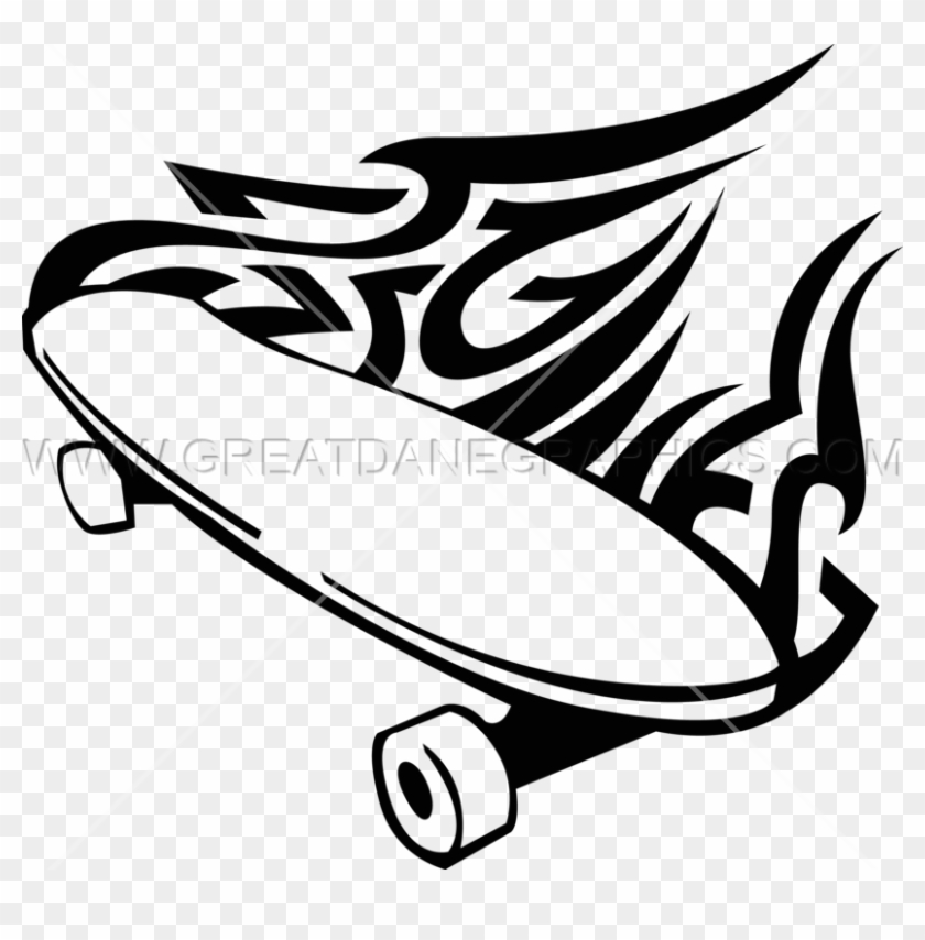 Tribal Skateboard - Skateboard Black And White Png #927044