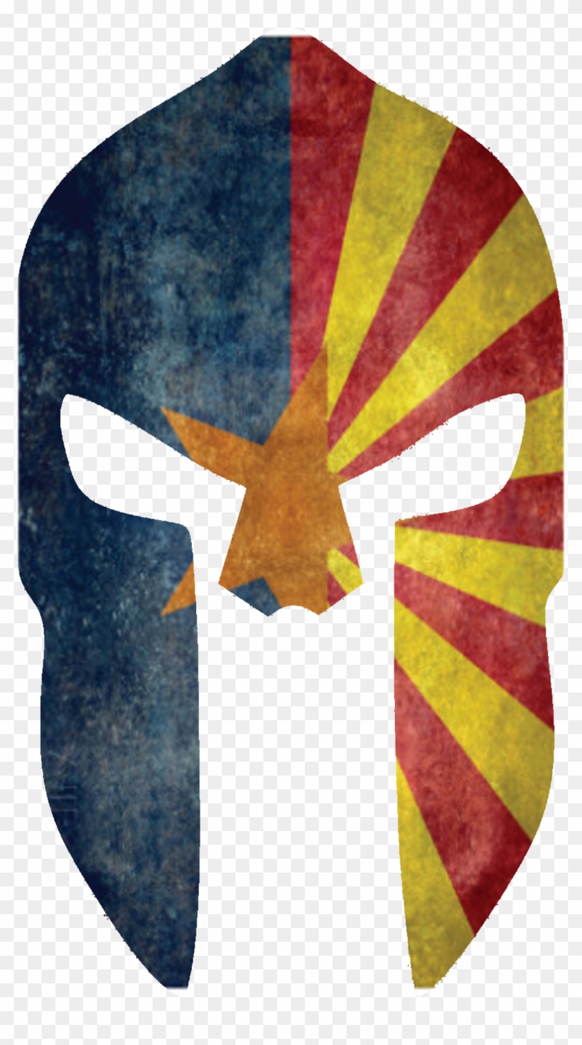 State Flag Spartan Helmets - Kunstdruck: Stanfield's Arizona State Flag - With Distressed #927815