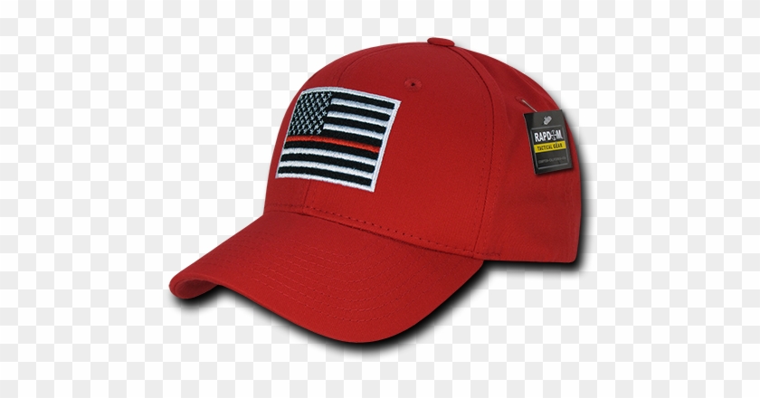 Firefighter Cap Thin Red Line Usa Flag - Usa American Flag Embroidered 6 Panel Adjustable Operator #927924