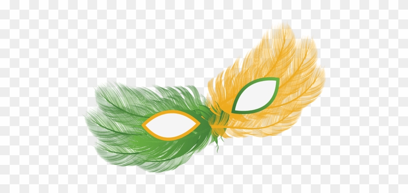 Party Brazil Flag Carnival Mask Transparent Png - Brazilian Feather Png #928368