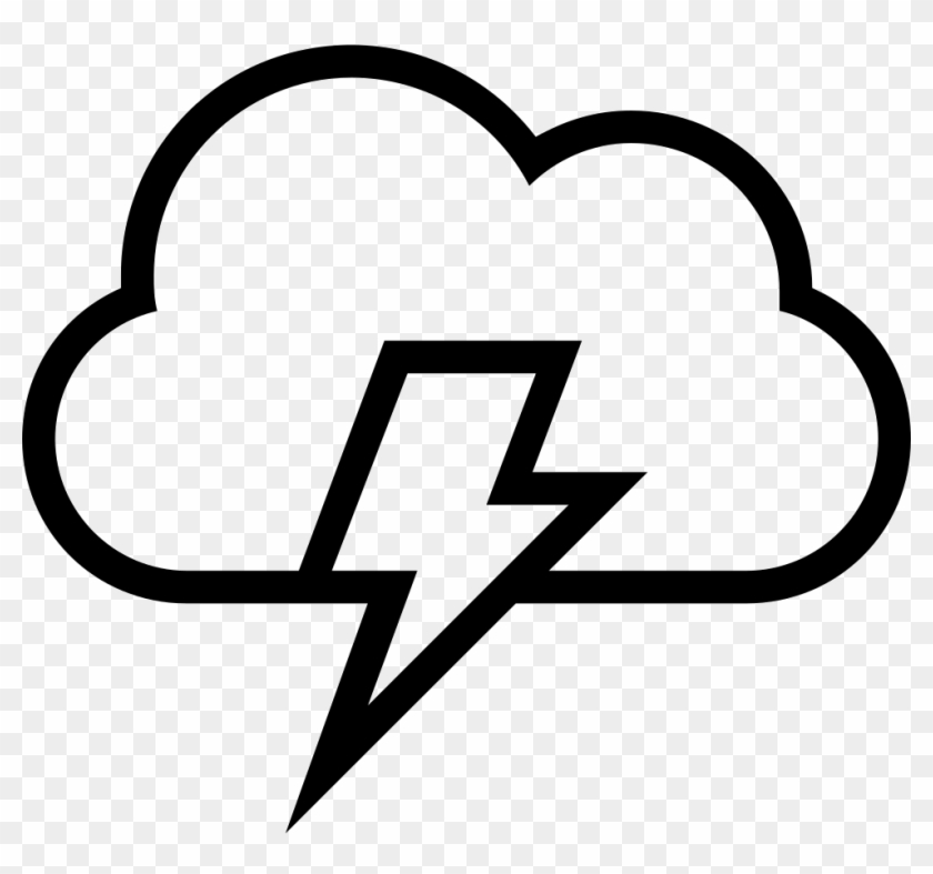 Lightning Bolt On A Cloud Stroke Weather Symbol Of - Wolke Blitz Icon #928513