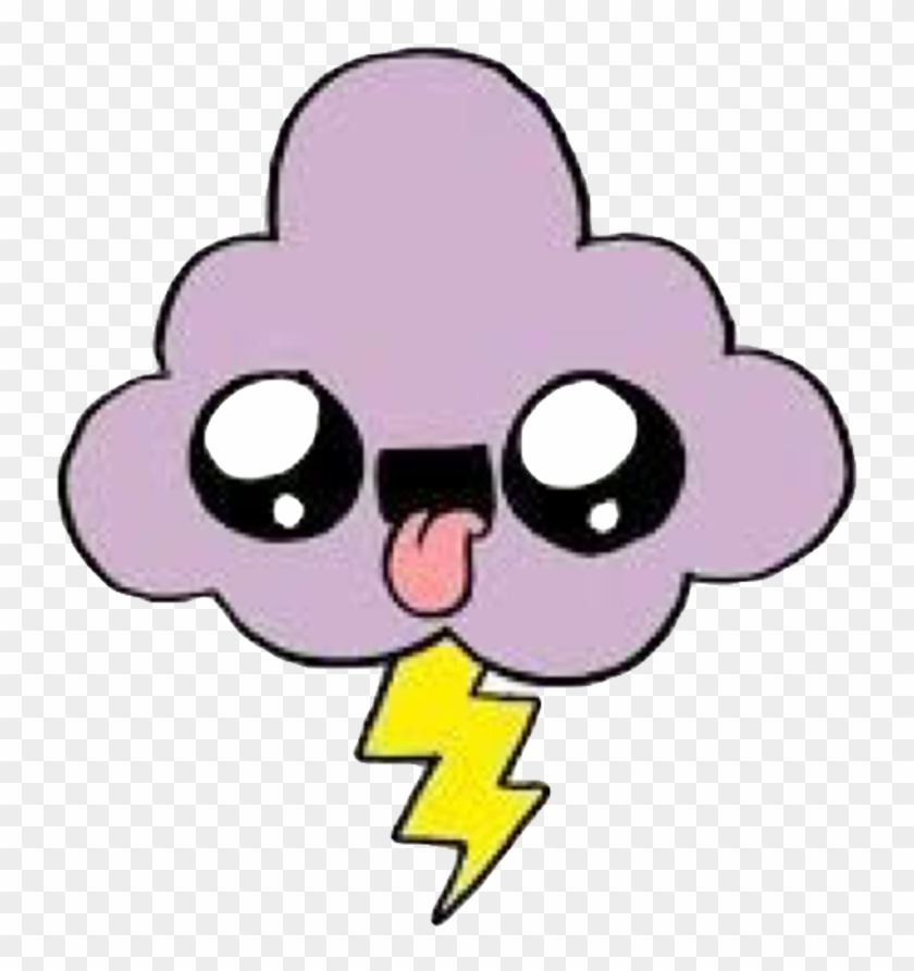 Cloud Lightning Lightningbolt Kawaii Eyes Tongue Yellow - Ver Dibujos De  Kawaii - Free Transparent PNG Clipart Images Download