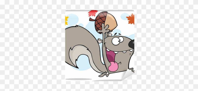 Crazy Gray Squirrel Cartoon Character Running With - Squirrels Go Nuts - Over 200 Jokes + Cartoons - Animals, #928699